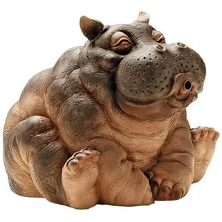 KIUGOP Wasserspeier Hippo Teichsprinkler Gartenstatue Tierteich Sprinkler Aus Harz Für Gartenteich Pool Dekoration,Braun