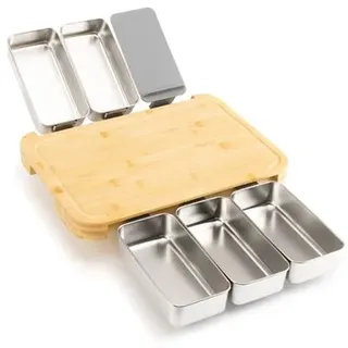 COOK'S ESSENTIALS Schneidebrett multifunktional inkl. 1 Handyhalter & 5 rostfreie Boxen