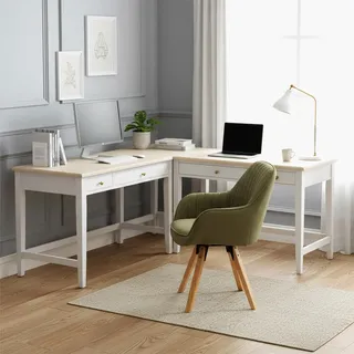 MEUBLE Cosy Bürostuhl Ergonomisch 360° Drehbar Schreibtischstuhl mit Armlehnen für Büro, Home Office, Stoff, Grün