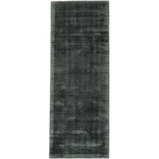 carpetfine Viskoseteppich AVA Läufer Dunkelgrün 75x240 cm | Moderner Teppich für Wohn- und Schlafzimmer