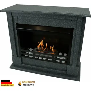 Ethanol und Gelkamin Modell Emily Deluxe Granit Dunkel incl.1 L Brenner aus Edelstahl - Schwarz