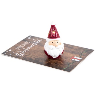 Logbuch-Verlag 10 kleine Frohe Weihnachten Geschenke mit Karte für Kunden Mitarbeiter Kollegen Santa Nikolaus Figur