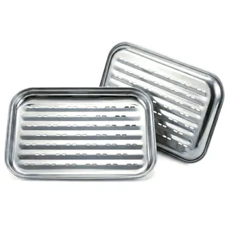 Gardenko 2er-Set Grillschalen aus Edelstahl 34,7 x 24,6 cm - Wiederverwendbare Grillkörbe für Gas-, Elektro- und Holzkohlegrill - Ideal für Gemüse, Fleisch und Fisch