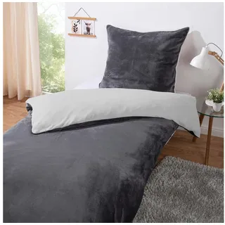 heimtexland Cashmere Touch unifarben Polyester Rosa/Grau 135 x 200 cm + 80 x 80 cm