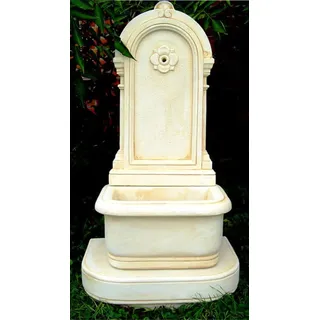 Casa Padrino Jugendstil Wandbrunnen Weiß / Beige H. 113 cm - Prunkvoller Gartenbrunnen - Gartendeko Stein Brunnen - Barock & Jugendstil Garten Deko Accessoires