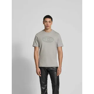 T-Shirt mit Label-Detail, Hellgrau, L
