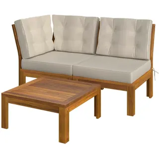 Ambia Garden Loungegarnitur, Akazie, Beige, Holz, Textil, Akazie, vollmassiv, Füllung: Komfortschaum,Komfortschaum, Säule, Loungemöbel, Loungemöbel-Sets