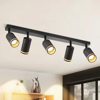 Deckenstrahler 5 Flammig Deckenlampe Schwarz GU10 Strahler für Wohnzimmer | Deckenleuchte Schwenkbar Metall Spotleuchte für Schlafzimmer Küche Wohnzimmer Flur Modern, Ohne Leuchtmittel