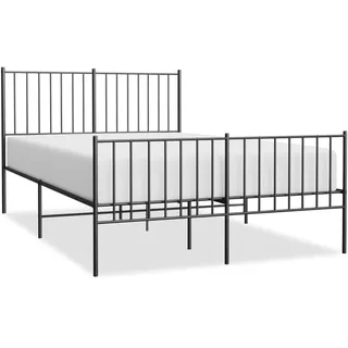 vidaXL Bettgestell mit Kopf- und Fußteil Metall Schwarz 120x200 cm