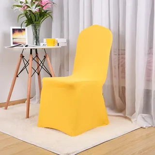 FANSU Stretch Stuhlhussen für Hochzeit, Bankett und Party Deko, Universal Einfarbig Stuhllehnen Lang Esszimmerstuhl Hussen Schwingstühle Waschbarer Elastische Stuhlhusse (gelb,10 Stück)