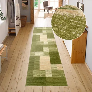 OTTO home Läufer Melvin, rechteckig, Höhe: 8 mm, schön weich, Kurzflor Teppichläufer, Brücke, Karo-Muster grün