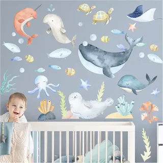 Wandtattoo, Unterwasserwelt, 197 x 94 cm, selbstklebend, für Kinderzimmer