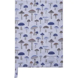 Krasilnikoff - KW13655 - Geschirrtuch, Blaue Pilze, Mehrfarbig, Baumwolle, Bedruckt, 50cm x 70cm