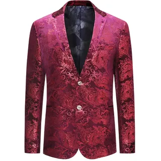 Allthemen Herren Sakko Pailletten Sakko Gold Glitzer Blazer Hochzeit Party | Smoking, Abendessen Weihnachten, Slim Fit, Paisley, Jacquard, Floral, 2 Knopf, Sportlich Modern, Jacket - XXL