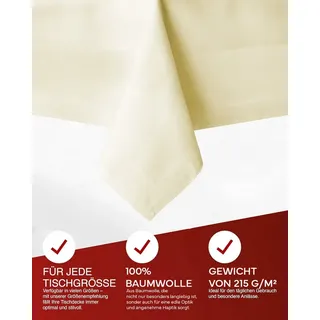 texpot Tischdecke Tischläufer Atlaskante 100% Baumwolle Farbe sekt Vollzwirn (6-tlg) Quadratisch | 50 cm x 50 cm