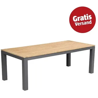 Sunfun Gartentisch Lynn  (L x B x H: 220 x 100 x 76 cm, Akazie, Aluminium, Teakbraun, Anthrazit)