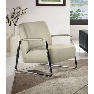 W.SCHILLIG Cocktailsessel quadroo Designsessel, Loungesessel, mit bezogenen Armlehnen, Gestell in Chrom glänzend beige