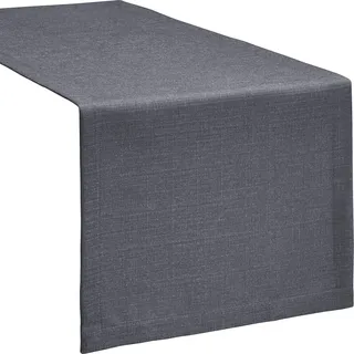 Erwin Müller Tischwäsche, Tischläufer Uni, Krefeld anthrazit Größe 40x170 cm - fleckabweisend, schmutzunempfindlich und leicht zu reinigen, Leinen-Optik (weitere Farben, Größen)