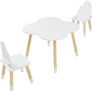 [en.casa] Kindersitzgruppe Epim 3-tlg. Kiefer massiv weiß