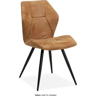omg design Esszimmerstuhl Tesla Polyester cognac 2er Set