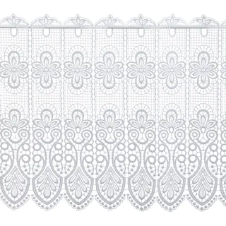 Plauener Spitze by Modespitze, Gardine - Scheibengardine für Stangendurchzug, Guipure Spitze - hochwertige Stickerei, Höhe 49 cm, Breite 144 cm, Farbe Weiß