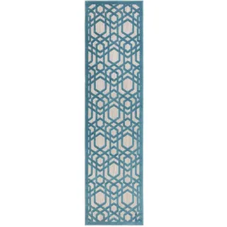 Flair Rugs Läufer Oro, rechteckig, Höhe: 4 mm, fußbodenheizungsgeeignet, samtartiger Flor,gemustert, Läufer blau