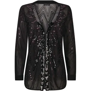 GOLDNER Chiffonbluse Edle Pailletten-Jacke schwarz 38