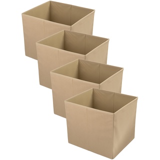 Ikea KOSINGEN Stoff-Aufbewahrungsboxen (für KALLAX Cube Einheiten), beige, 33 x 38 x 33 cm, faltbar/flach zusammenklappbar, 405.069.22 - 4 Stück