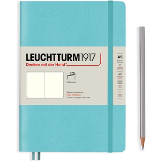 LEUCHTTURM1917 363406 Notizbuch Medium (A5), Softcover, 123 nummerierte Seiten, Aquamarine, blanko