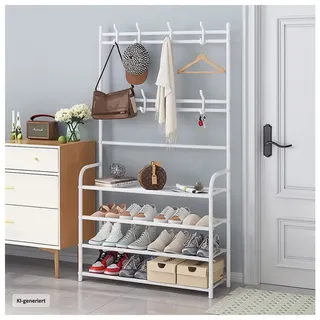 Hti-Living Garderobenständer Multifunktional Weiß