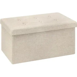 WOLTU Sitzhocker mit Stauraum Sitzbank Faltbar Truhen Aufbewahrungsbox, Deckel Abnehmbar, Gepolsterte Sitzfläche aus Leinen, 76x37,5x38 cm, Beige