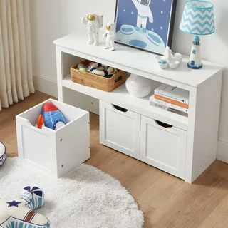 Kinderregal Spielzeugregal mit Rollen Aufbewahrungsbox Kleiderschrank SHL380W01