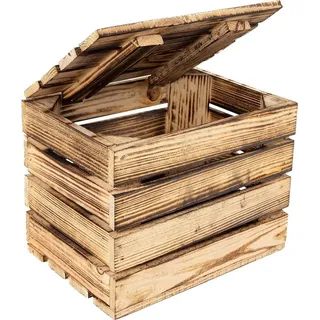 Creative Deco Aufbewahrungsbox Holztruhe Holzkiste mit Deckel Spielzeugkiste Holzbox, mit Scharnieren braun