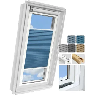 Rollmayer zum Kleben Melange Kollektion - 5 Farben Dachkassettenplissee ohne Bohren Kassetenrollo plissee mit schiene Dachfenster Dachfensterrollos Blickdicht Sonnenschutz, Montage inkl plissee