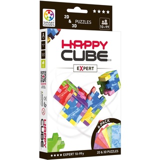 HAPPY HCE300 Expert Cardboard Box 3D Puzzle, Pack of 6, 6 Marble Colours = Blue, Green, Yellow, Fuchia, Red and Purple, 1 12 x 9 x 0,8 cm (Würfel 4 cm)