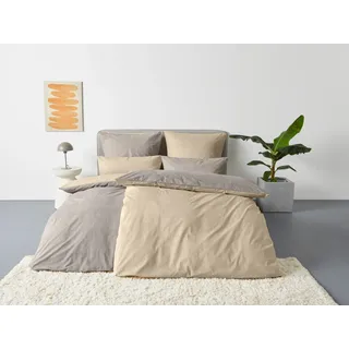 Bruno Banani Merlin Meliert Baumwolle Beige/Grau 155 x 220 cm + 2 x 80 x 80 cm