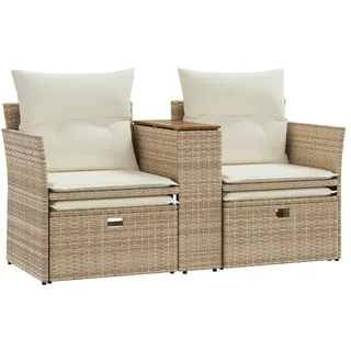 vidaXL Gartensofa 2-Sitzer Loungesofa beige