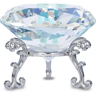 FBBULES 80mm Kristall Diamant Briefbeschwerer Glas mit Ständer, Kristall Diamant Deko Diamantene Hochzeit Geschenk Glasdiamant für Halloween Weihnachten Erntedankfest Tafelaufsätze