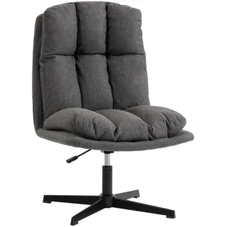 Homcom Lounge-Sessel mit Breitem Sitz Leinenoptik 63 x 102 x 75 cm Silber drehbar