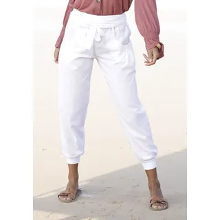 Strandhose BUFFALO Gr. 40, N-Gr, weiß Damen Hosen Strandhosen aus Leinen-Mix, Leinenhose, Sommerhose, Strandmode Bestseller