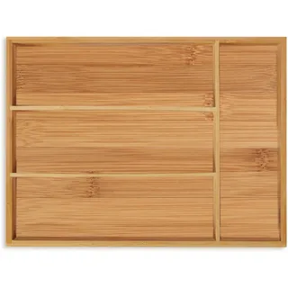 Relaxdays Besteckkasten 4 Fächer Bambus 5 x 26 x 35,5 cm