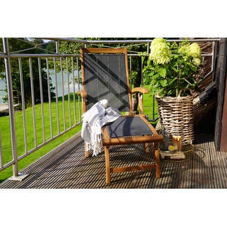 Ploß Manila Deckchair, natur/grau, Akazie FSC 100 %®/Textilbespannung, 137/150x58x80/93 cm, verstellbar