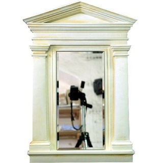 JVmoebel Skulptur Design Wandspiegel Spiegel Antik Vintage Facettenschliff Pforte 6622 weiß