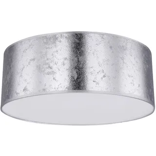 GLOBO Deckenlampe mit Bluetooth Lautsprecher 40 cm Schlafzimmerlampe silber Deckenlampe Wohnzimmer, Blattsilber Design, 3x E27, H 17,5 cm