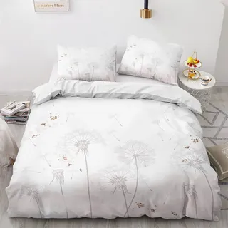 GEDAEUBA Pusteblume Bettwäsche 200x220 Sommer - Blumen Bettbezug 3 teilig, Wendebettwäsche und Kissenbezug 80x80, Weiche & Atmungsaktive Mikrofaser Bettwäsche-Sets mit Reißverschluss