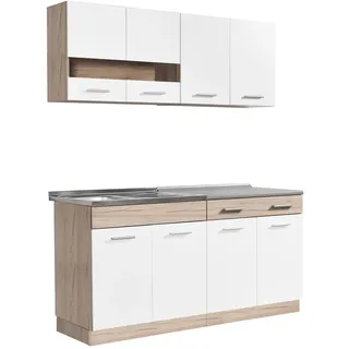 Homestyle4u Küchenzeile 160 cm Eiche Braun