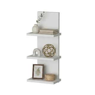 MARAND Wandregal Schmal 25x60x17 cm (BxHxT), Hängeregal 3 Ablagen, Bücherregal Modern für Wohnzimmer, Kinderzimmer, Flur, Küche, Wandregal Weiß
