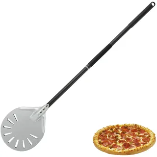 Perforierte Pizzaschaufel 6 Zoll: 80cm Pizzaschieber Pizzapaddel Aus Eloxiertes Aluminium mit Abnehmbar Griff, Pizzawender Rund Pizza Schieber für Hausgemachtes Pizza Brot Kuchen (A)