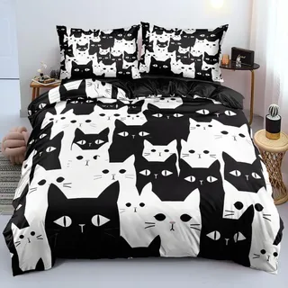 Omgoods – Halloween-Bettwäsche-Set mit Katzenmotiv