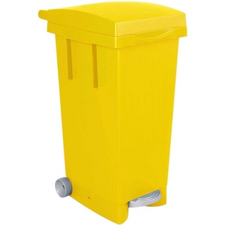 Mülleimer, BxTxH 370 x 510 x 790 mm, Inhalt 80 Liter, gelb, 2 Stk gelb|silberfarben